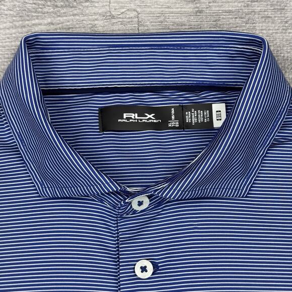 RLX Ralph Lauren Polo Shirt Men’s Size XL Blue Striped Dallas Country Club Golf - Picture 3 of 10